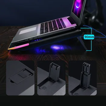 LLANO Inden 17inches Gaming Laptop Cooler 3 Fans Laptop Cooling Pad Fuld Surround RGB Marquee Notebook Radiator Stå