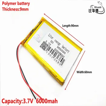 God Qulity 3,7 V,6000mAH 906090 Polymer lithium-ion / Li-ion-batteri i tablet pc-BANK,GPS,mp3,mp4