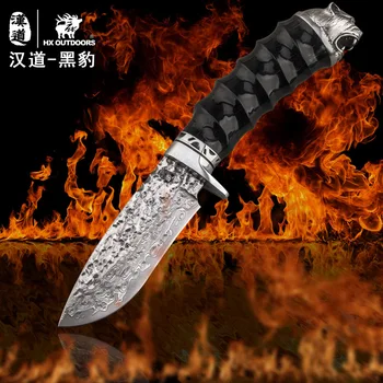 HX UDENDØRS Panther Damaskus stål af høj hårdhed lige kniv felt overlevelse kniv selvforsvar bærbare i Høj kvalitet kniv