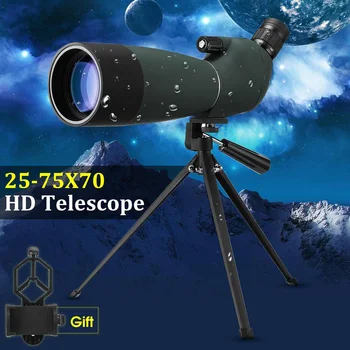 BAK4 25-75X70 HD Linse Teleskop med Zoom Spotting Scope Monokulare Telefoto Vandtæt Universal Phone Adapter-Mount til Jagt