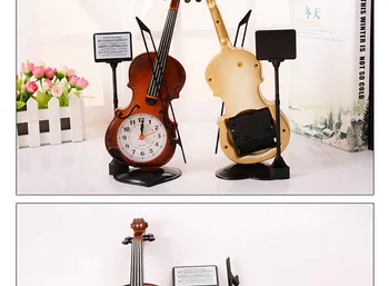 Elegant vintage stil Violin vækkeure Needdle runde stationære Ure til børn børn, fødselsdag, gave, Violin Musik Ur