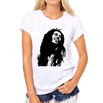 Ny Mode Bob Marley rock-musik, kvinder t-shirt style Kort-langærmet hvid 3D printet Kawai pige T-shirt tøj 14N-23#
