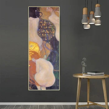 Citon Gustav Klimt《Guldfisk》Lærred Kunst Olie Maleri Berømte Kunstværker Plakat Billede Wall Decor Hjem Boligindretning