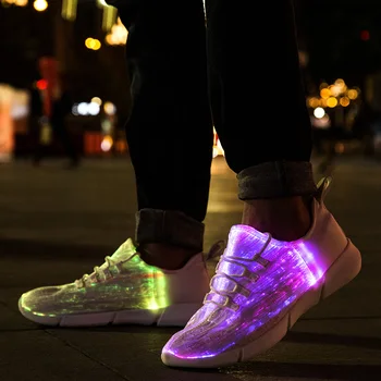 Led Fiberoptiske Sko til Piger, Drenge, Mænd, Kvinder USB-Genoplade Glødende Sneakers Mand, Lys Op for Nye Sommer Sko Størrelse 35-44