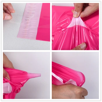 50stk print Kurer Tasker Pink Self-Seal Selvklæbende opbevaringspose Plast Poly-Konvolut Mailer Postal Mail Tasker Tilpasning af logo