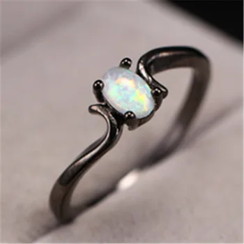 Nye sølv ring klassiske fine enkle asymmetrisk opal temperament kvindelig hånd smykker