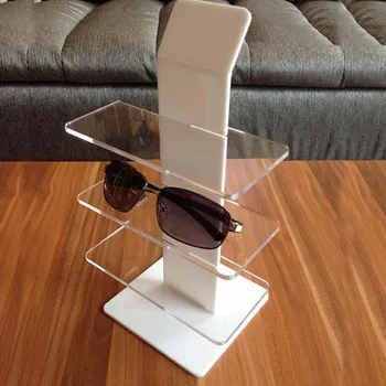 Professionel Acryl 3-Lags Solbrille Display Rack Glas Skærm Stå Briller Indehaveren Viser for 3 Par Solbriller Skærm