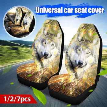 1/2/7Pcs Bil Sæde Cover Sæt 3D-Animalske Wolf Mønster All Inclusive Bil sædehynde Protektor for de Fleste Biler Bil styling interiør
