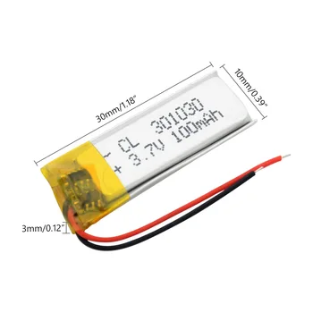 2stk 100mah Kapacitet Li-Polymer Batteri 3,7 V 301030 Helt ny Model Genopladeligt Lithium-ion-Celle for Elektrisk Legetøj E-Bog GPS