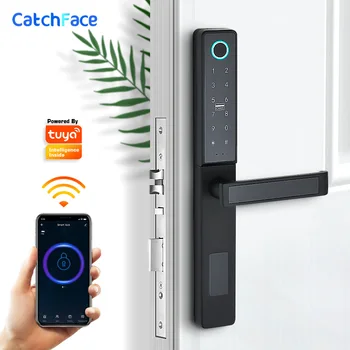 Vandtæt Keyless Wifi Fingeraftryk Digitalt Push Pull Fingeraftryk Smart dørlås til Skydedøre eller Træ Hjem Døren