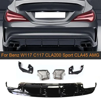 Carbon Fiber/ Gloss Black Bilens Bageste Kofanger Diffuser Læbe til Mercedes Benz CLA W117 C117 CLA200 CLA250 Sport CLA45 AMG 2013-