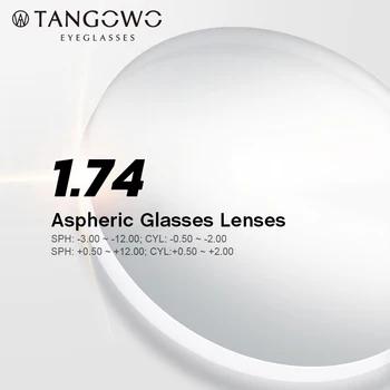 TANGOWO 1.74 Indeks Recept Briller Nærsynethed Helt Linse Klart Briller Hårdt ridsefast Asfæriske Optiske Linser