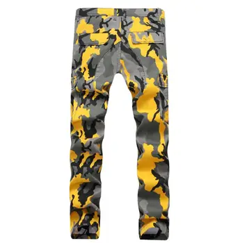 Mænds Fashion Brand til Casual Gul Camouflage Jeans Bomuld, Denim Mode Militære Luksus Cargo Bukser Størrelse 27-42