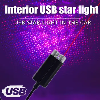 Usb-Starry Sky-Light Car, Interiør Værelse Lys Bil Atmosfære Lys Stjerneklar Indendørs Projektion Lampen Ændres Bilens Tag