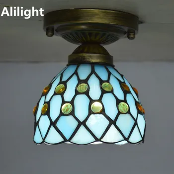 Tiffany Loft Lys Middelhavet Loft Lampe i Farvet Glas Køkken Indendørs Belysning E27 110-240V Hjem Indretning, Belysning Lampe