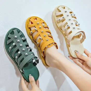 Mode Nitte Kvinder Sko Sandaler, Tøfler Dual Bære Sommer Hule Dias Romerske Sko Chaussures Femme Fladskærms Beach Sandaler