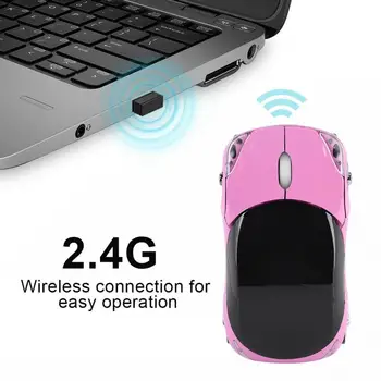2,4 G Trådløs Mus 1600DPI Bil-Formen Optisk Computer Musen til Macbook Laptop, Stationær Gaming Kontor Mus Uden Batteri