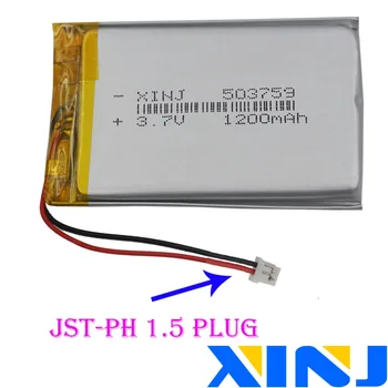 XINJ 3,7 V 1200mAh Li Po-Polymer Batteri 503759 2pin JSO 1.0/1.25/1.5/2.0/2.54 mm stik Til GPS, PDA, Kamera, navigation, Musik-afspiller
