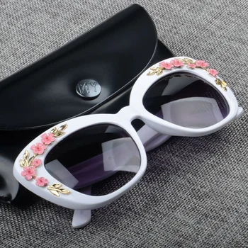 2021 Luksus Rose Cat Eye Solbriller Kvinder Vintage Gotiske Blomst Solbrille Oculos Feminino Lentes Gafas De Sol Sol Briller UV400