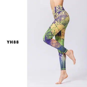 2018 Trykt Trænings-Og Leggings Med Høj Talje Kvinder Yoga Bukser Med Elastik Sport Leggings Kvindelige Træning Bukser Yoga Leggings Kører Stramme