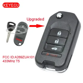 Keyecu Opgraderet Flip Fjernstyret Bil Key Fob 433MHz T5 Chip til Honda 1998-2002 Overenskomst / 1997-2001 Optakt FCC ID: A269ZUA101