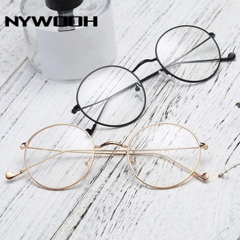 NYWOOH Runde Briller Kvinder Færdig Nærsynethed Briller Mænd Ultralet Gennemsigtig Optiske Briller Grad -0.5 1.0 4.0