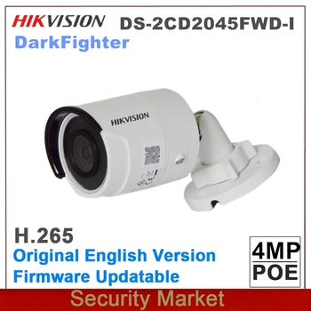 Original Hikvision engelsk IP-DS-2CD2045FWD-jeg 4MP POE Drevet Af DarkFighter Fast Mini Bullet-Netværk Kamera