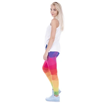 Trænings-Og Leggings Trykt Kvinder Legging Farverige Trekanter Rainbow Legins Høj Talje Elastiske Leggins Silm Kvinder Bukser