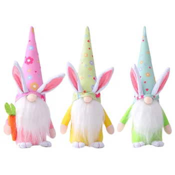 32cm Påske Bunny Doll Påske Bunny Ornamenter Kanin Lang Hat Farverige Dværg Ornament Dukke Husstand Dekoration Produkter