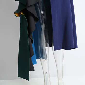 CHICEVER Patchwork Flæser Nederdel For Kvinder med Høj Talje Løs Hit Farve Designer Overdimensionerede Midten af Nederdele Kvindelige 2020 Efteråret Tøj