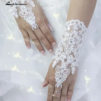 Nye Koreanske Mode Håndled Blomster Blonder Diamond Brude Handsker Bryllup Handsker Kjole Kort Stykke Luffer