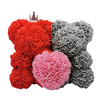 Hot Kunstig Rose Teddy Unikke Bære Gave til Kvinder Valentines Dag, Jubilæum, Jul, boligindretning 10 inches