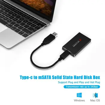 Bærbare Type C til mSATA Mobile Kabinet Tilfælde USB-3.1 SSD-Solid State Drive-Adapteren Kabinet Tilfælde Mini Harddisk Box til PC