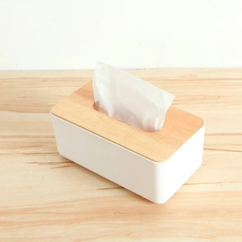 Tissue Box Dispenser Træ Dækning for Opbevaring af Papir Serviet Holder Tilfælde Arrangør Q1QC