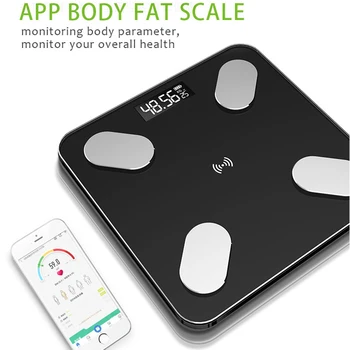 Bluetooth Elektroniske Skala kropsfedt Skala Vægt Vægte Vejer for krop Digital Vægt Skalaer Hærdet Glas, LCD-Skærm