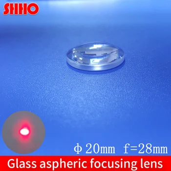 Hot salg glas, asfæriske med fokus linser diameter 20mm brændvidde 28mm optisk laser belagt med film eller ikke tilfældig levering