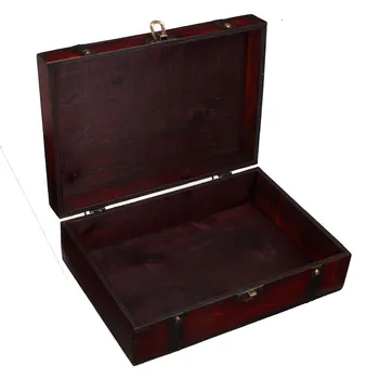 Nye Retro Aflåselig Box Holder smykkeskrin Opbevaring Tilfælde, Vintage Træ-opbevaringsboks Fotografering Rekvisitter Gaver Tilfælde 23X16X7.5cm