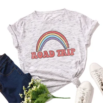 Plus Størrelse S-5XL Nye Rainbow Print T-Shirt til Kvinder, Bomuld Women-Shirts O Hals kortærmet t-Shirts Sommer T-Shirt Kvindelige TShirt