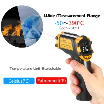 -50~390℃ Industrielle Infrarød Termometer Mini Håndholdte Digitale Ikke-kontakt IR Termometer Infrarød Temperatur Tester Pyrometer