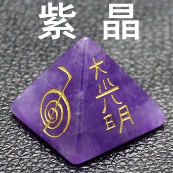 1pc natursten Krystal Triangle Kegle, Pyramide Udskæring Religiøse Reiki Rune Lille Dekoration Feng Shui Smykker at Finde Uden Hul