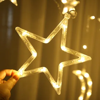 Julelys Indendørs EU-220V Moon-Stjerne-Lampe LED-String Dekoration til Fest, Bryllup, Ferie Lys Navidad Natal Nye År DIY