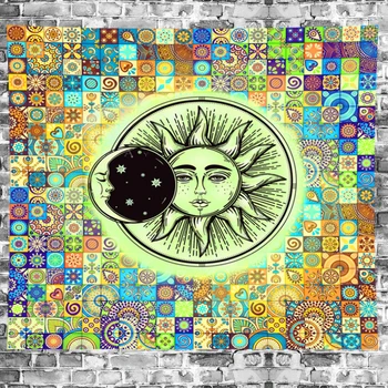 Indisk Mandala Solen Heks Gobelin Væggen Hænger Psychedel macrame blomst Kaste Tæppe yoga Tæppe Telt Travel Madras bohemia væggen