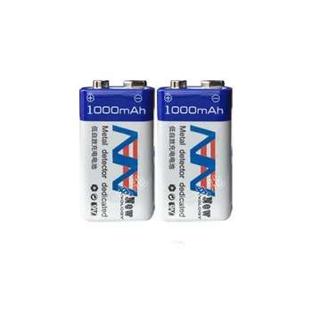Original 9V 1000mAh lithium-ion genopladeligt batteri, 6F22 genopladeligt batteri metaldetektor toy genopladeligt batteri