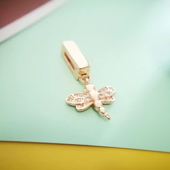 Sommeren 925 sterling sølv dragonfly charme Rose gold Oprindelige Reflexion Passer Oprindelige Armbånd Mode Smykker