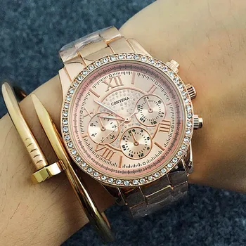 Luksus Rose Guld Ure til Kvinder Diamant Ure CONTENA Rustfrit Stål Quartz Armbåndsur Relogio Feminino Reloj Mujer 2020