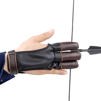 PU Tre Finger Protector Skyde-Handske Ko Læder Finger Vagt Recurve Bue Jagt Bueskydning Tilbehør
