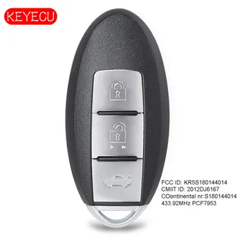 Keyecu Smart Fjernbetjening Key Fob 433.92 MHz PCF7945 for Nissan Qashqai X-Trail-2017 FCC: S180144014