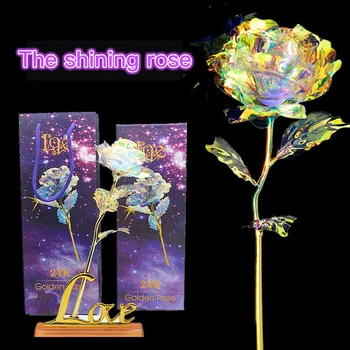 Romantisk Farverige LED Fe Kunstig Rose Galaxy Rose Blomster Til Pige Ven Valentine ' S Day Gave Bryllup Part Home Decor