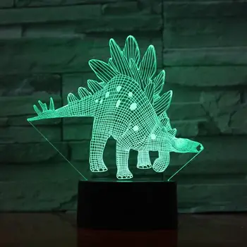 Stegosaurida Stegosaurus 3D-Lampe Illusion, Nat Lys LED Pære USB-Flerfarvet RGB Jul Kid Legetøj Gaver Til Børn, Bed Deocr