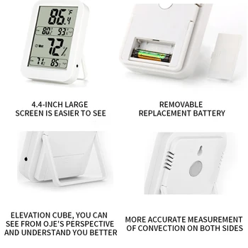 Ny Digital Termometer Hygrometer Touch Screen Temperatur Luftfugtighed Meter Overvåge Max Min Rekord for Indendørs Hjem
